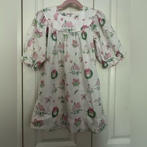 Sweet Dreams White Dress with Pink and Green Holiday Motif